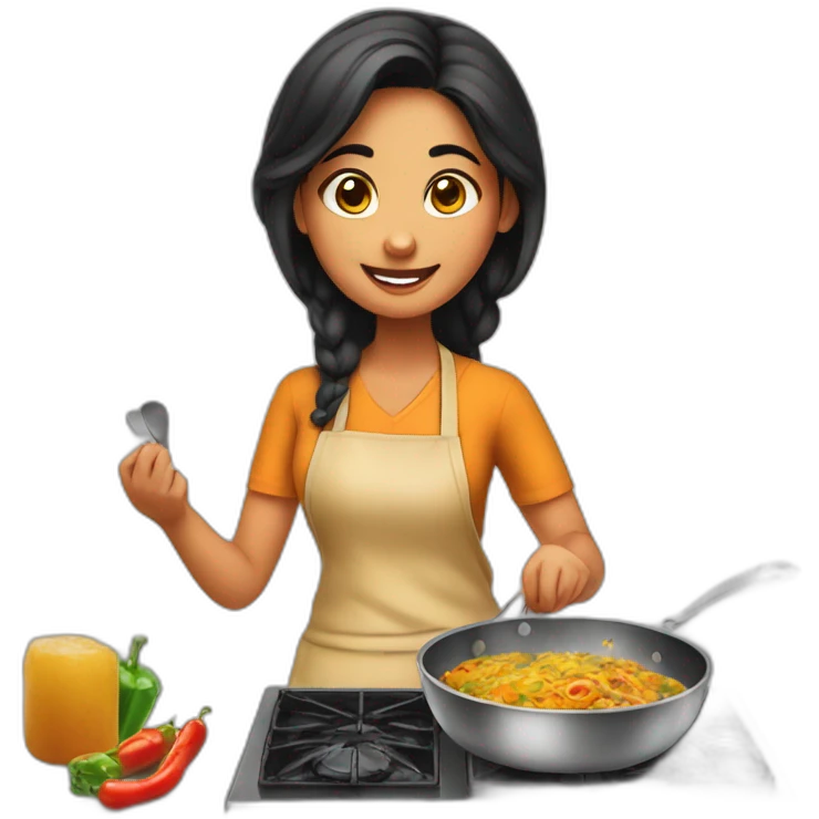 punjabi girl cooking food emoji
