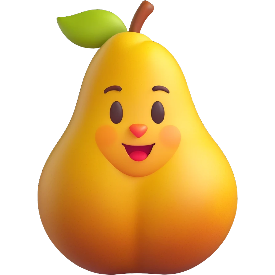 realistic fresh pear icon without facial features (no eyes, nose, mouth), 3D emoji style, no background emoji