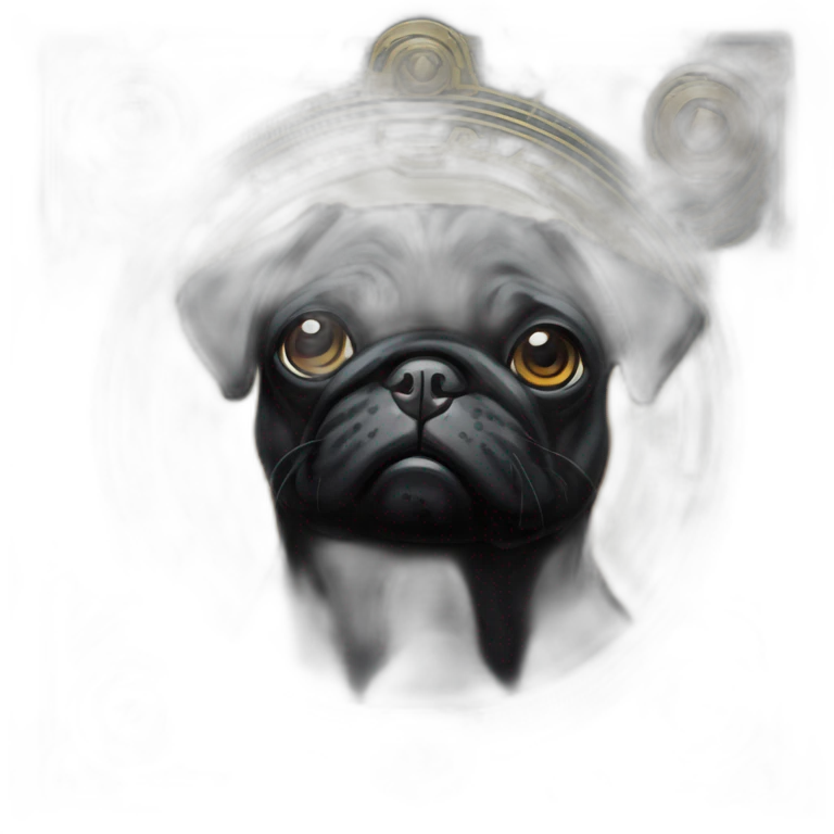 A cyberpunk black pug in Art Nouveau style during 1910 emoji