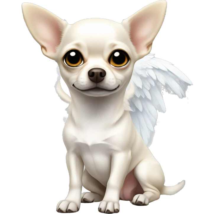 White Chihuahua with angel wings emoji