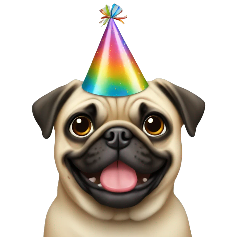 Pug with Birthday Hat emoji
