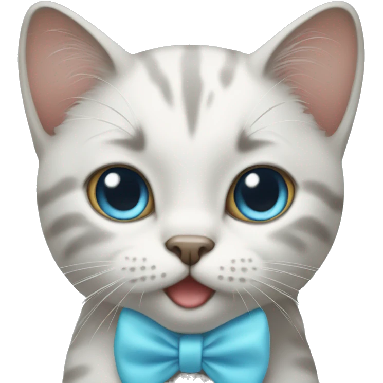 Cat with a baby blue bow emoji