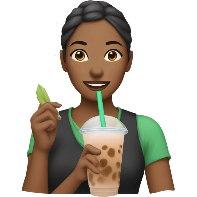 Women drinking boba tea emoji