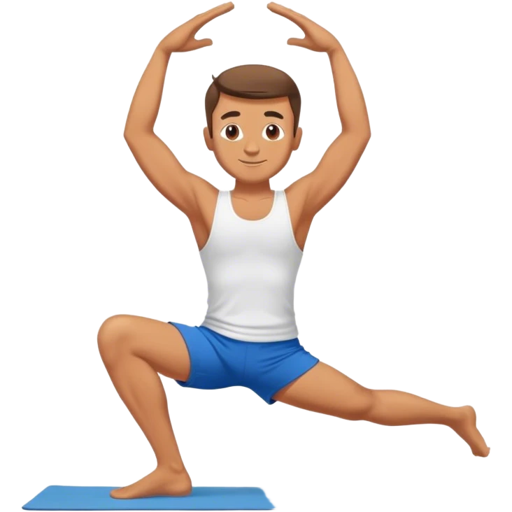 jacked man blue shorts Vrksasana-pose yoga emoji