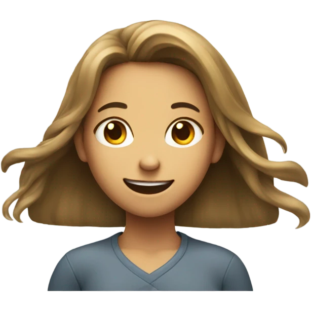 smiling girl with long hair shrugging emoji