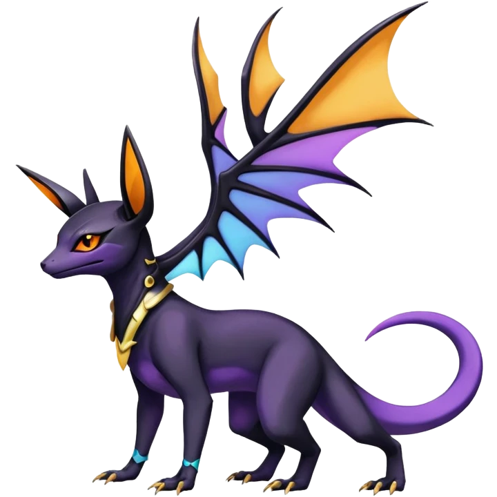 Shiny Salandit-Noivern-Anubis-Umbreon-Espeon-Hybrid (Full body) emoji