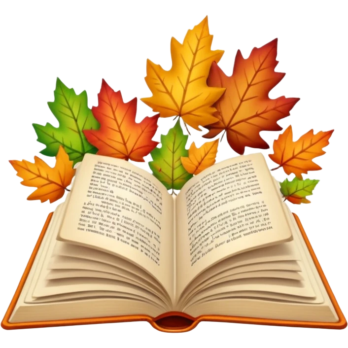 autumn open book with leaves on it emoji