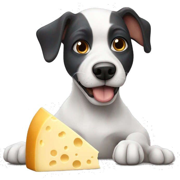 French I’ll dog eating cheese emoji