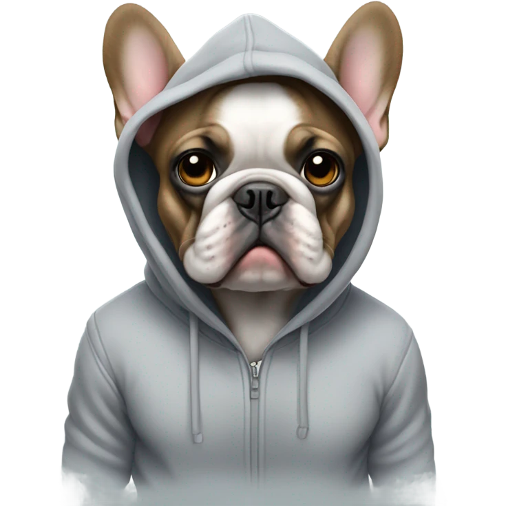 French bulldog with a hoodie emoji