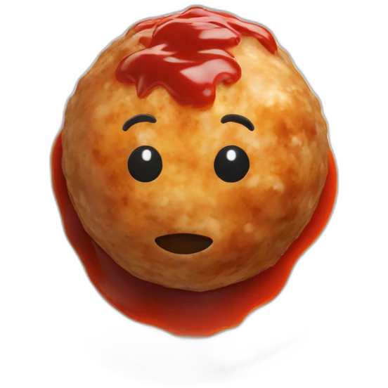 plastic meatball with sauce on top emoji