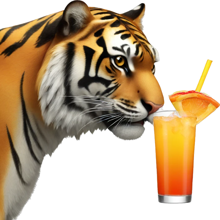 Tiger drinking a cocktail emoji