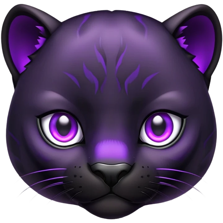 cute black panther with glowing purple eyes emoji