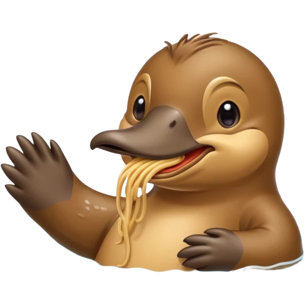 Platypus eating noodle emoji