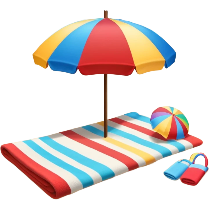 beach umbrella and towel on the sand emoji
