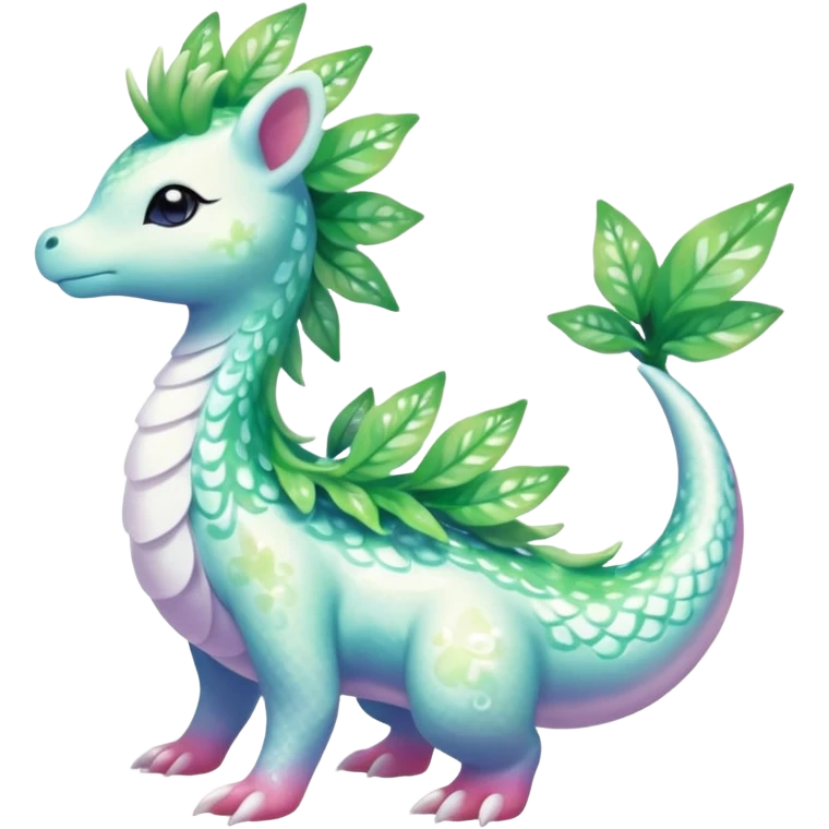 Shiny Sparkly beautiful gorgeous ethereal Scaley Exotic Shaymin-Aurorus-Dragonair-Fakémon-hybrid-creature (full body) emoji