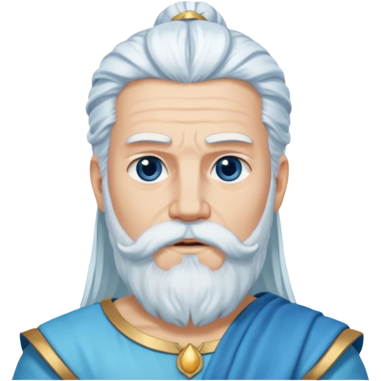 Uranus, Sky God from Rome Mythology with long white hair and beard, blue and white outfit emoji