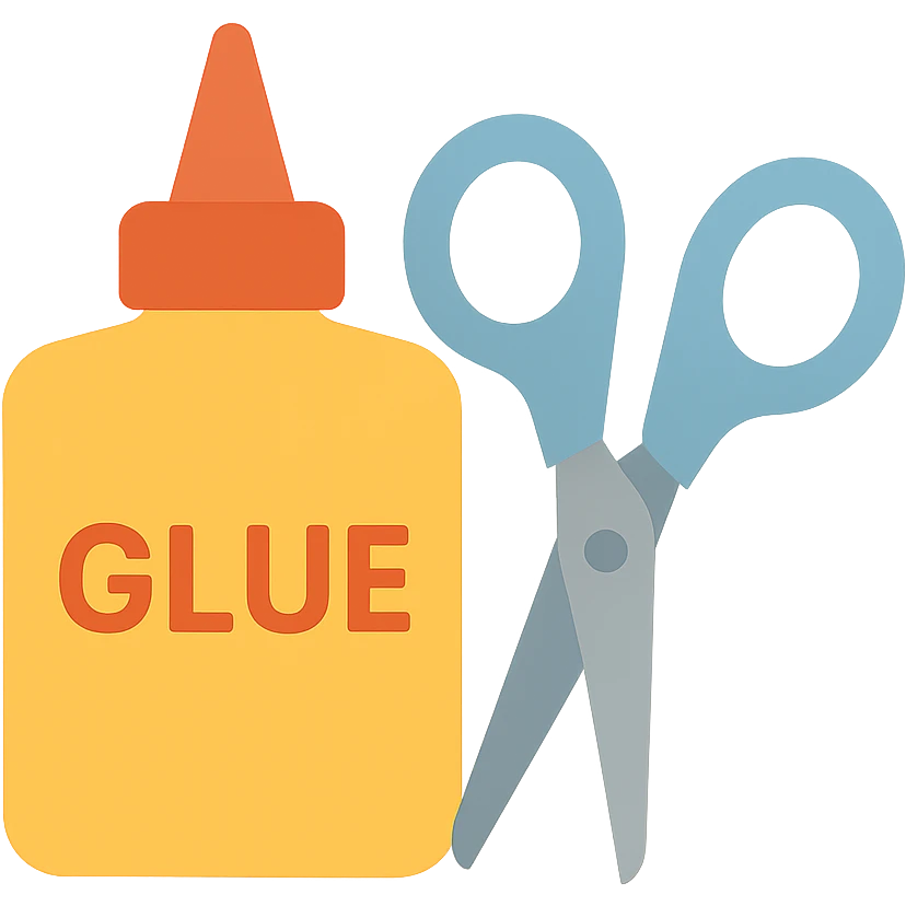 craft glue and scissors flat toon emoji
