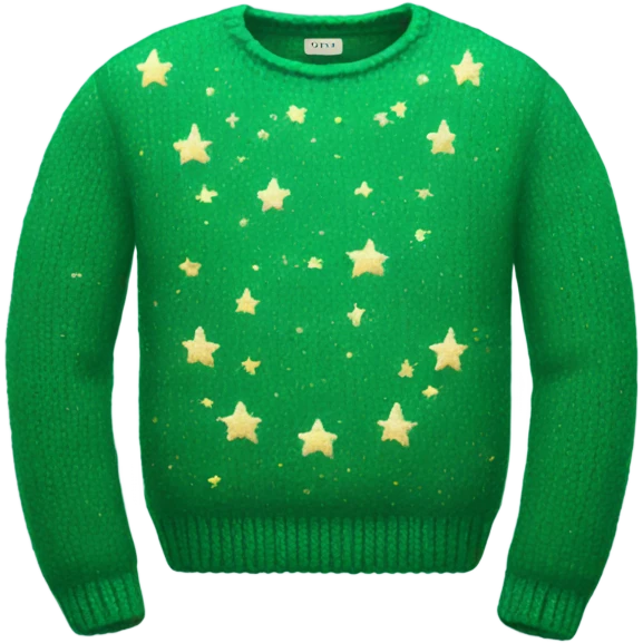 Knit green sweater with starry design emoji