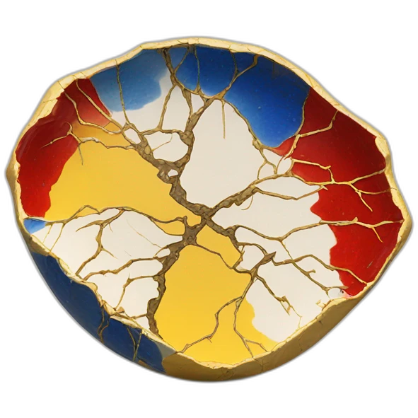 Kintsugi ecuador yellow, red and blue emoji