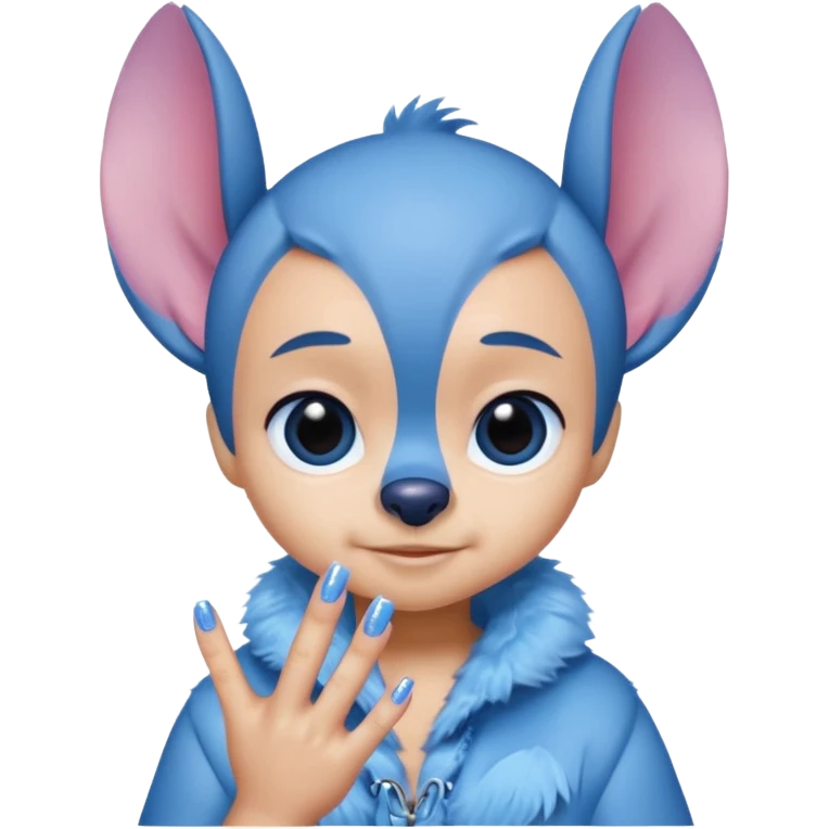Stitch with girly nails emoji