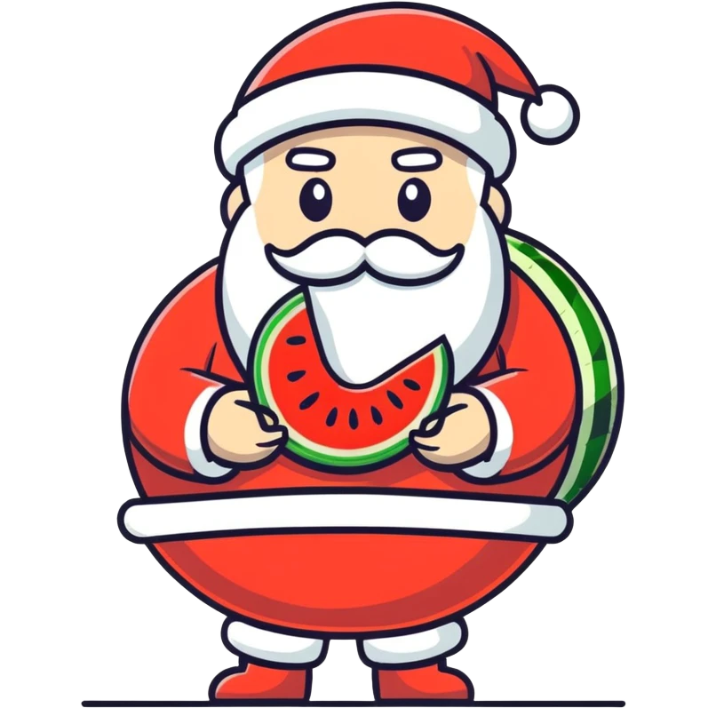 Santa eating a watermelon  emoji