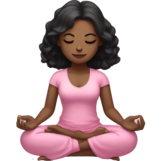 White skin black hair girl meditating with flowers wearing pink  emoji