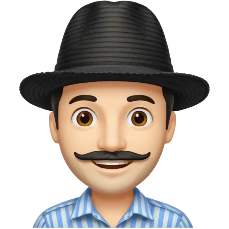 A happy fair skinned Colombian man with some facial hair wearing a black stripped Colombian hat  emoji