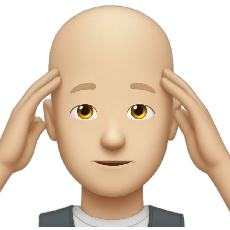 Bald white guy with his hands over his face emoji