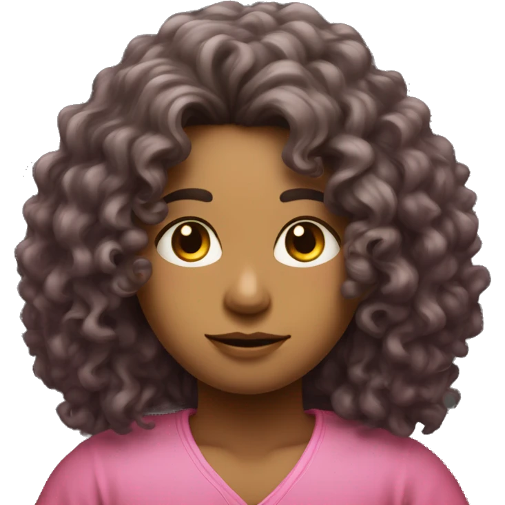 Curly Dark long hair meditation pink clothes seat eyes close emoji