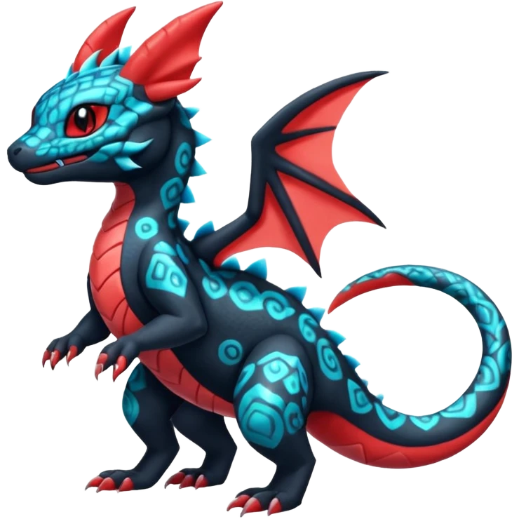 Cute Exotic Colorful Salamence-Guilmon-Salandit-Umbreon-Fakémon-hybrid-creature (full body)  emoji