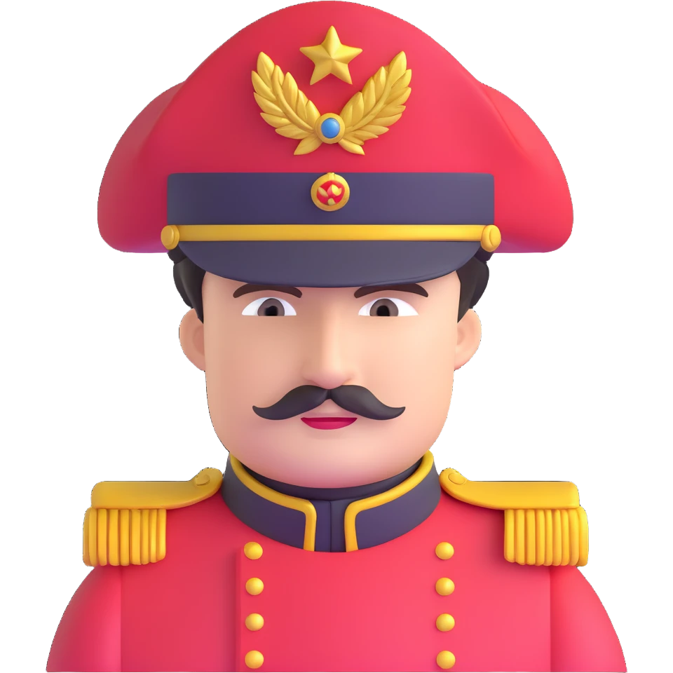 tomato wearing Napoleon Bonaparte's bicorne hat and military officer uniform emoji