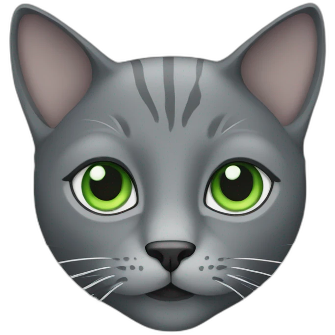 grey cat with green eyes  emoji