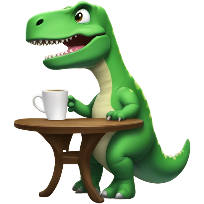 dinosaur drinks coffee emoji