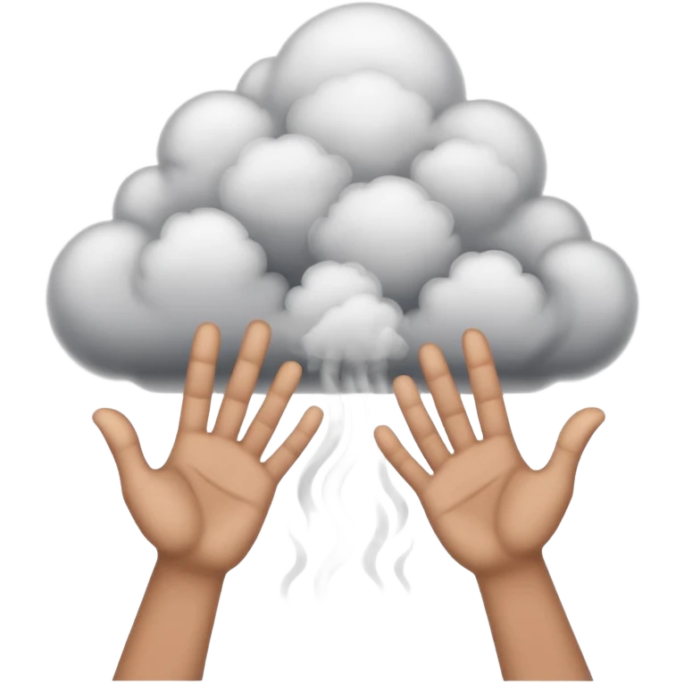 cartoon hands reaching out of a cloud of smoke emoji