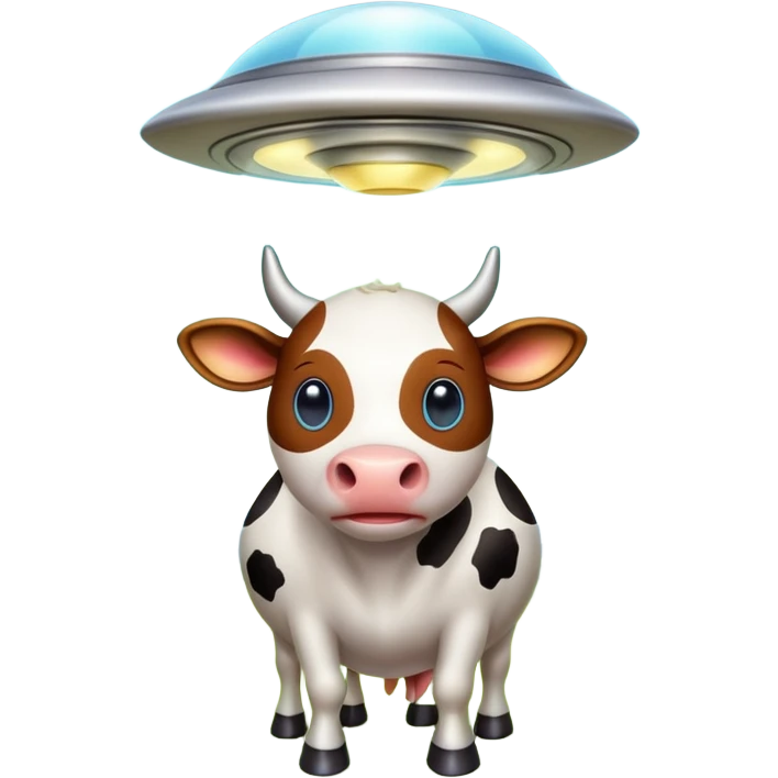 Alien spaceship beaming up a cow emoji