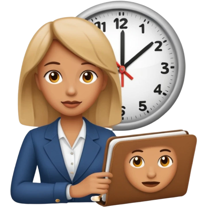 new emoji Be right back meeting time emoji female add clock and notebook emoji
