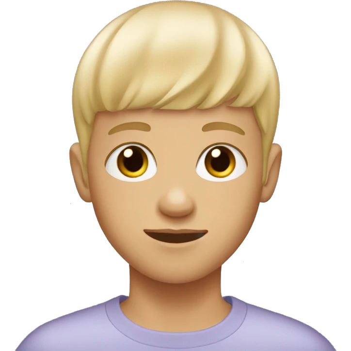 blond boy bowlcut with light brown eyes  emoji
