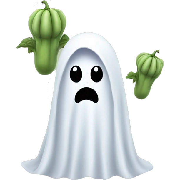 Ghost thinking of egg plants emoji