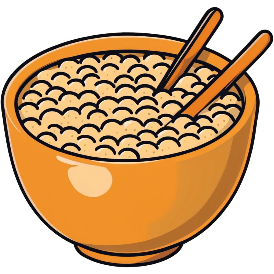 A small wooden bowl filled with tiny sesame seeds emoji