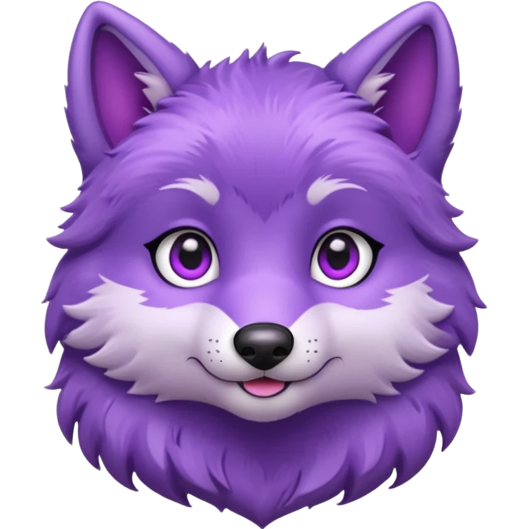 Cute purple wolf pup with heart emoji