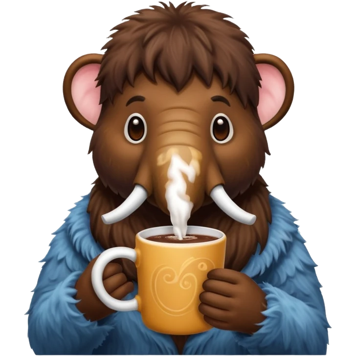 A mammoth who drinks a hot chocolate emoji