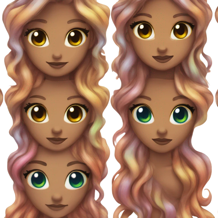 rainbow horn butterfly mermaid brown skin brown eyes emoji