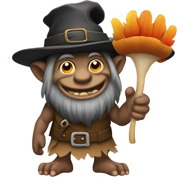 troll with turkey and pilgrim hat emoji