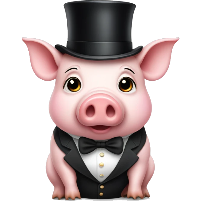 Pig wearing a tuxedo and top hat emoji