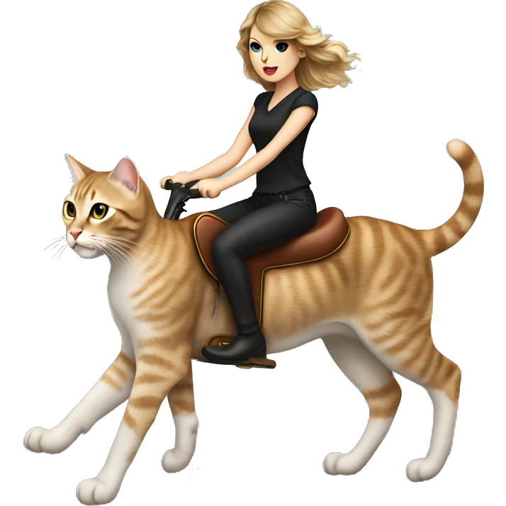 Taylor swift riding a cat emoji