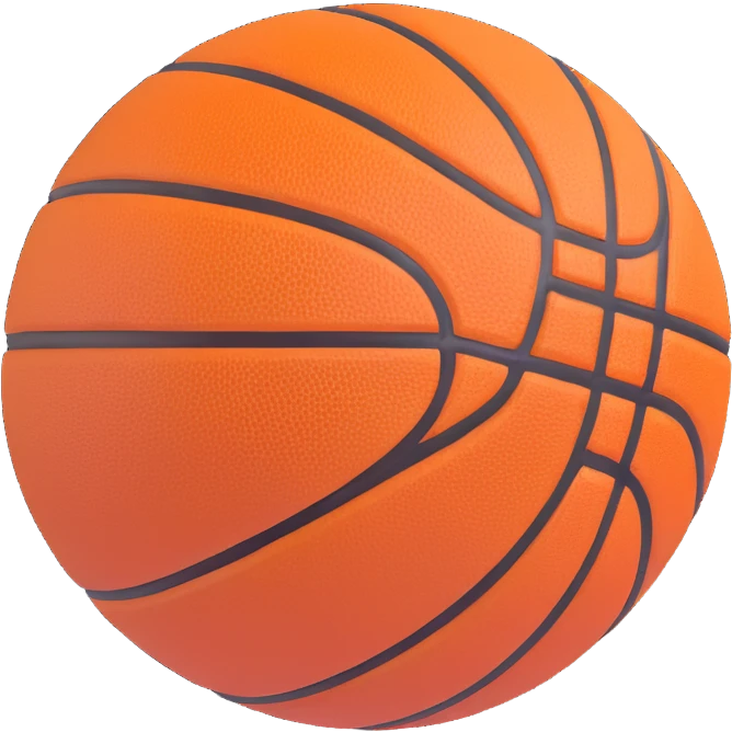 basketball, orange ball with black seams, 3D emoji style emoji