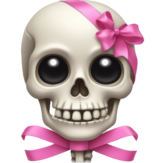 Skeleton wearing a pink ribbon  emoji