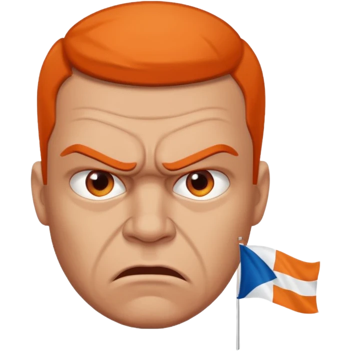a man who is very angry at the dutch flag emoji
