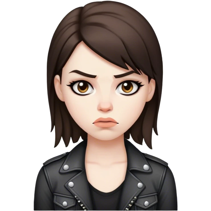 A brunette rocker girl annoyed emoji