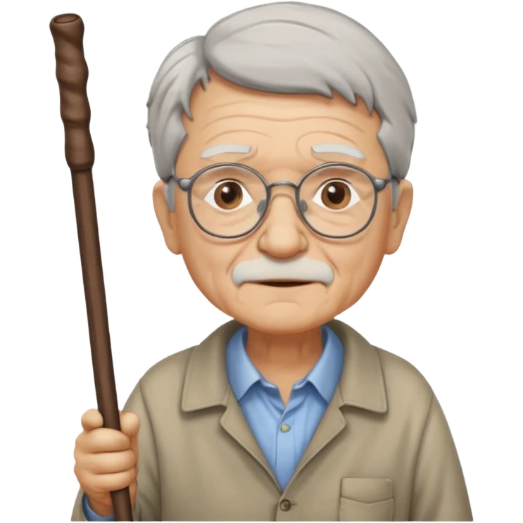oldman with walking stick emoji
